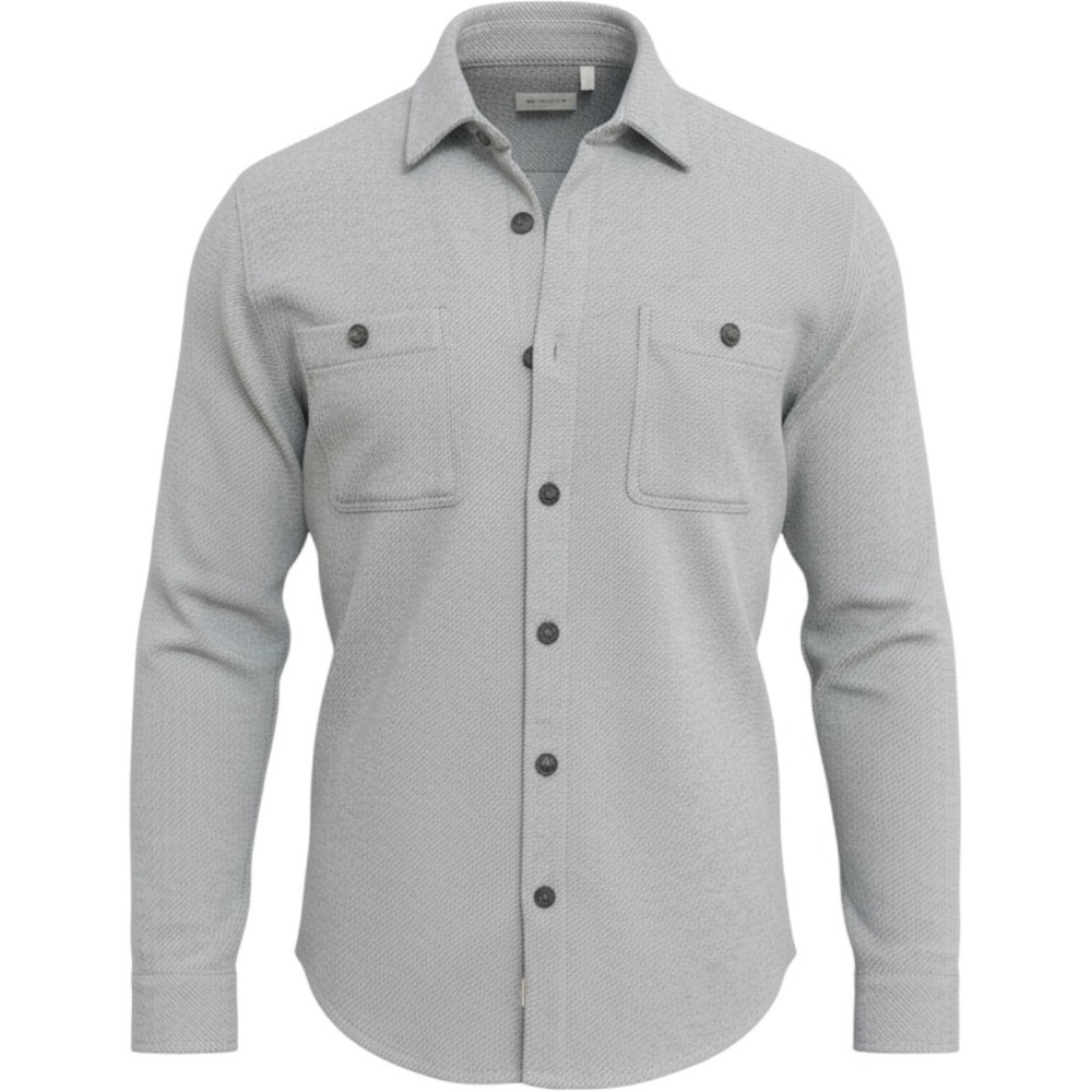Marine Layer Mens Larger Grey Textured Knit Button Down Work Shirt 14782 Coastal